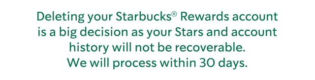 Your Starbucks® Rewards account has been deleted.